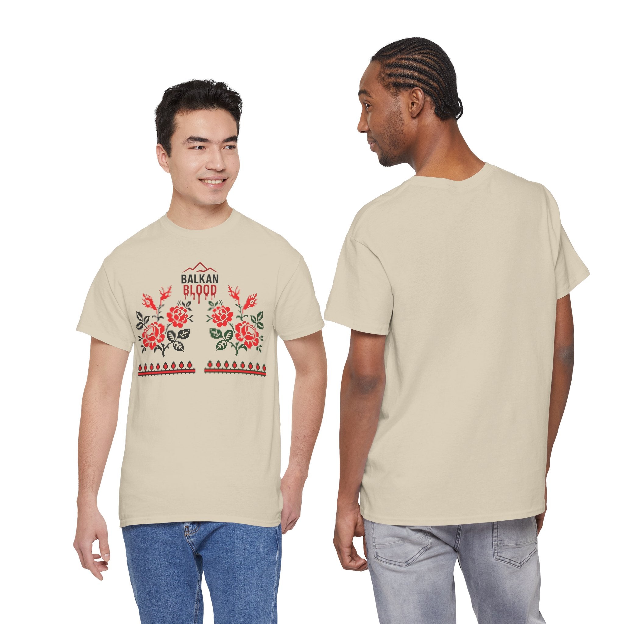 Bulgaria Balkan Blood Unisex Heavy Cotton Tee, Vintage Floral Graphic Shirt