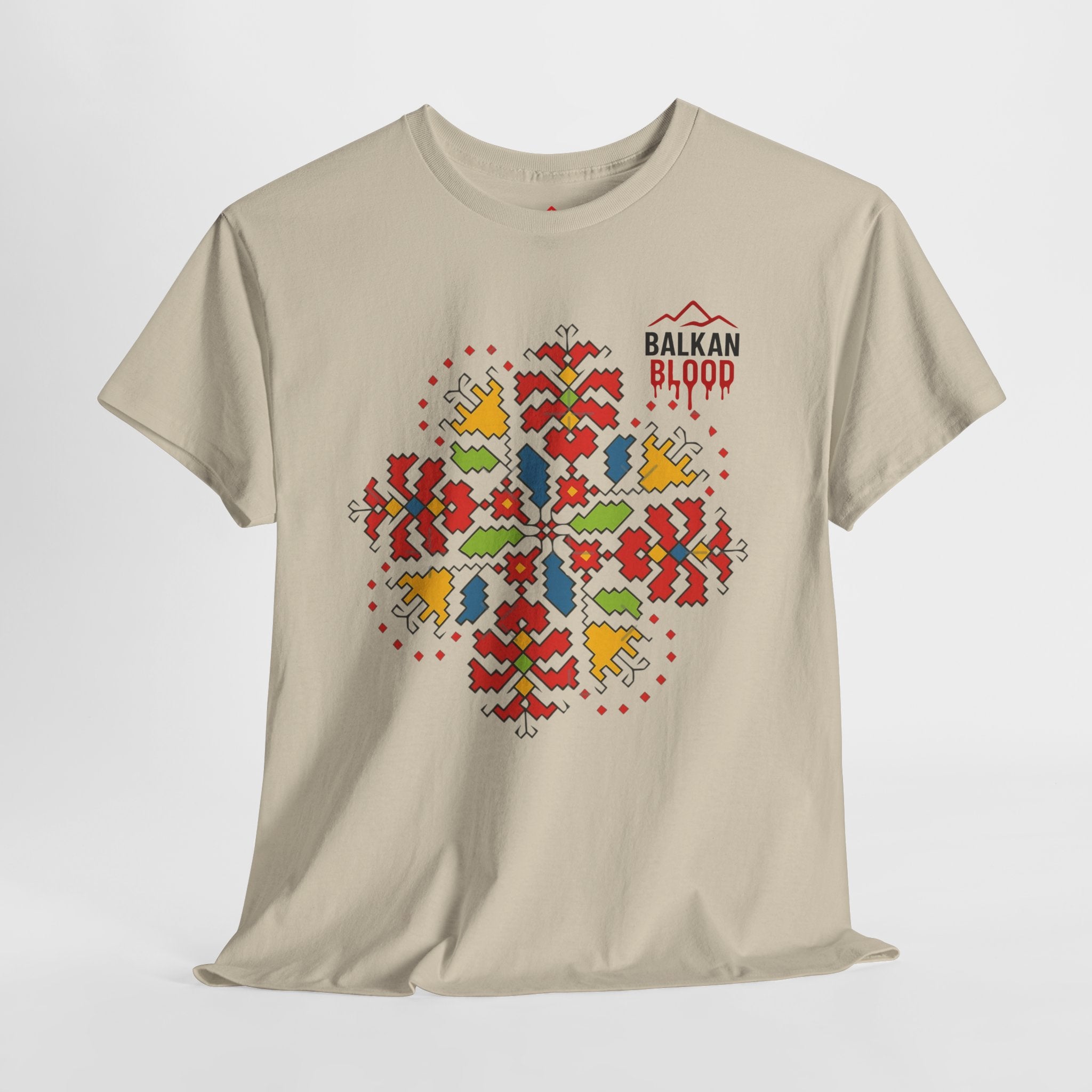 Balkan Blood Unisex Heavy Cotton Tee, Balkan Emrodery