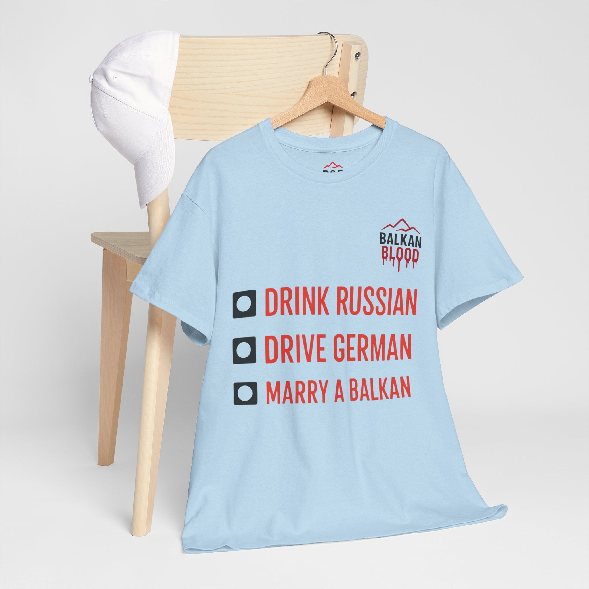 Balkan Pride Unisex Heavy Cotton Tee - Drink Russian, Drive German, Marry a Balkan