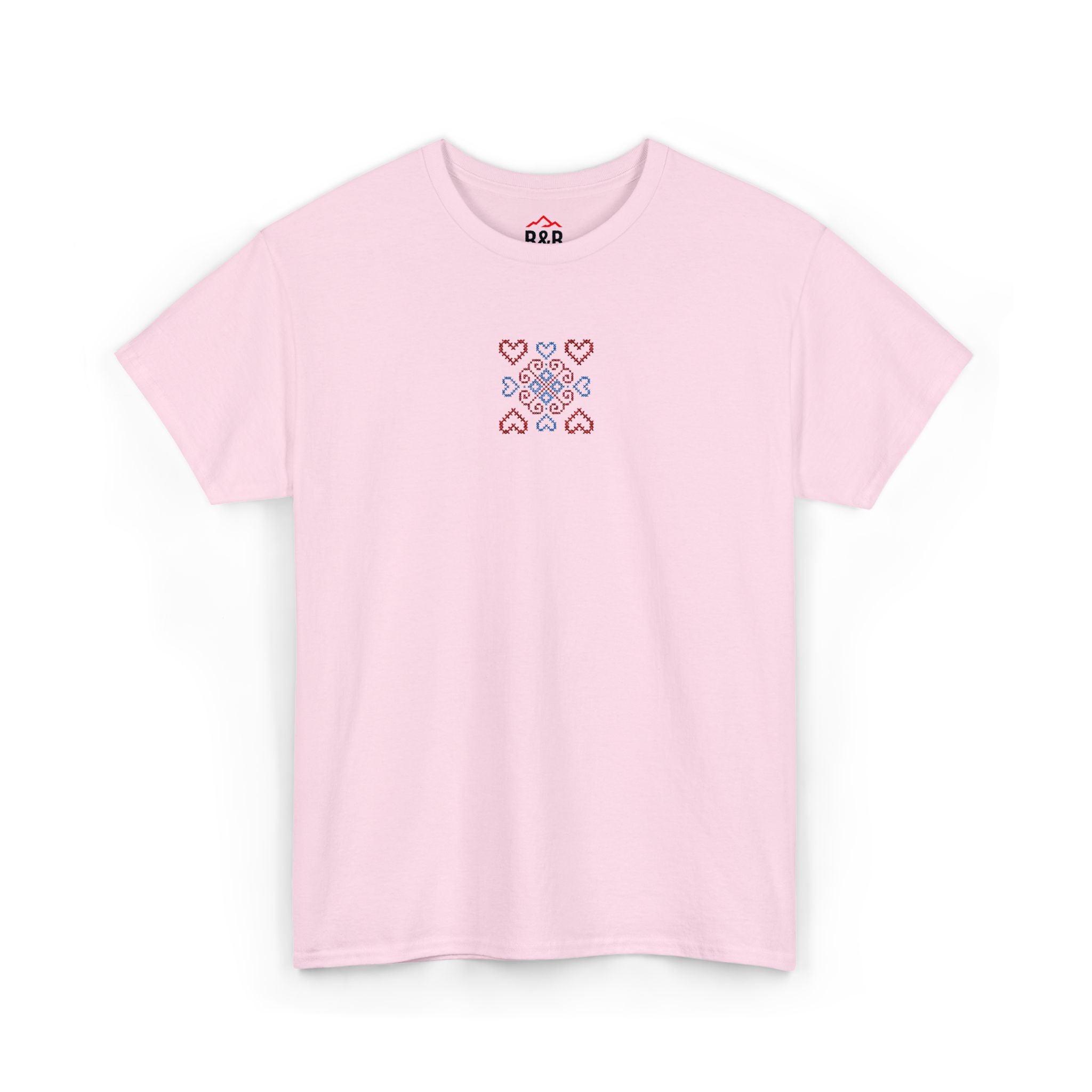 Embroidery Pattern — Minimal Blue & Pink Heart