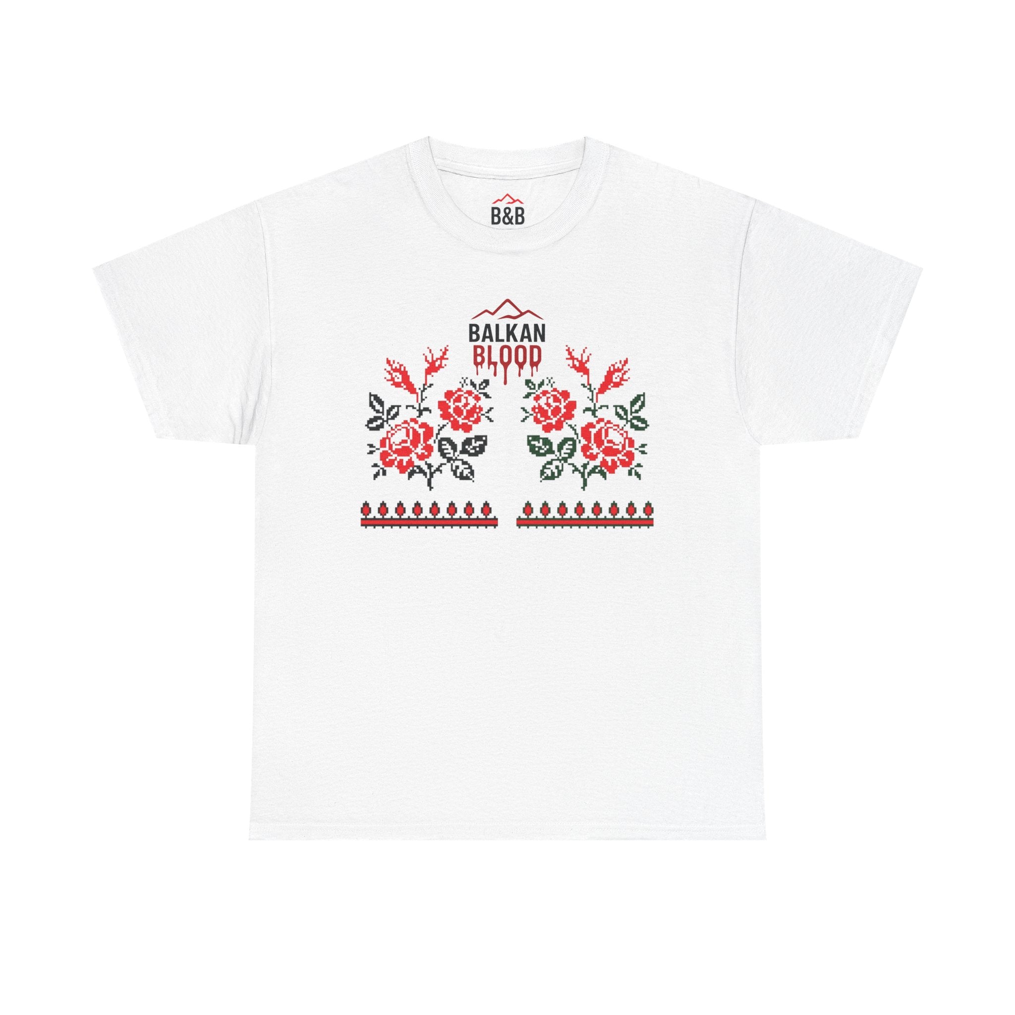 Bulgaria Balkan Blood Unisex Heavy Cotton Tee, Vintage Floral Graphic Shirt