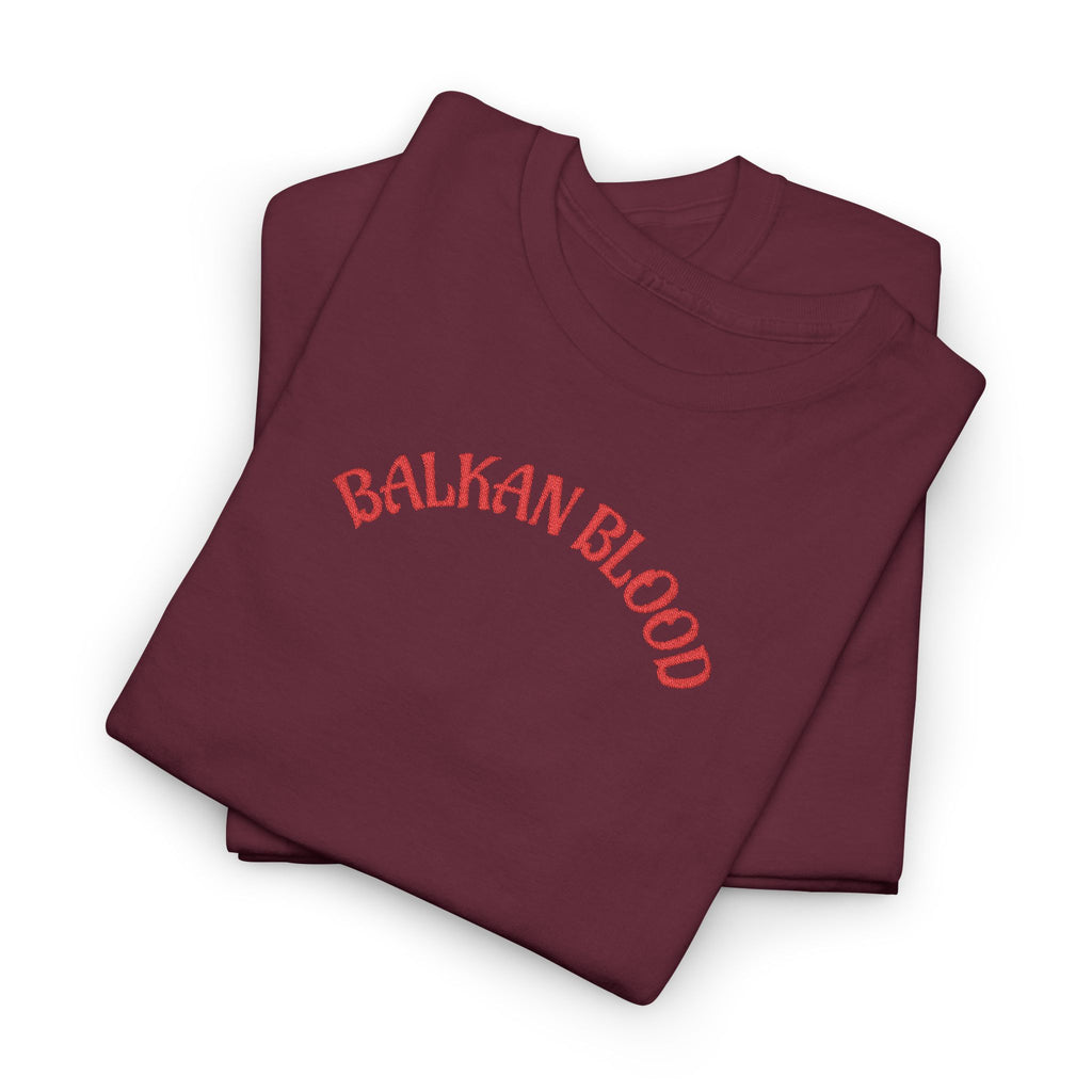 Embroidery Balkan Blood T‑Shirt — Red Arch Logo