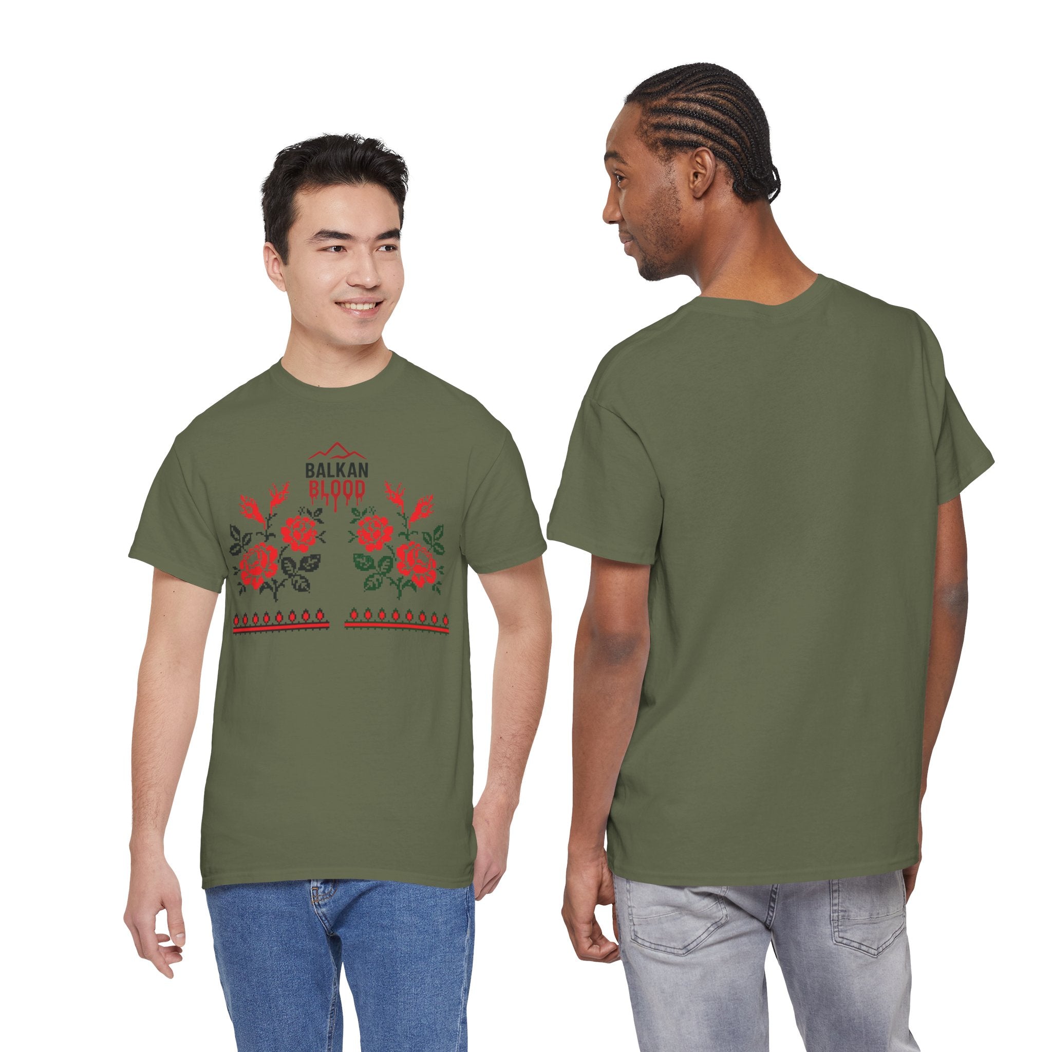 Bulgaria Balkan Blood Unisex Heavy Cotton Tee, Vintage Floral Graphic Shirt