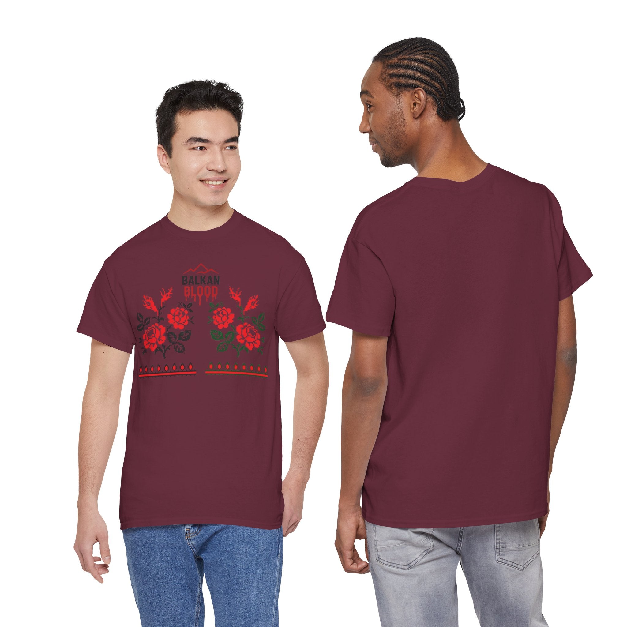 Bulgaria Balkan Blood Unisex Heavy Cotton Tee, Vintage Floral Graphic Shirt