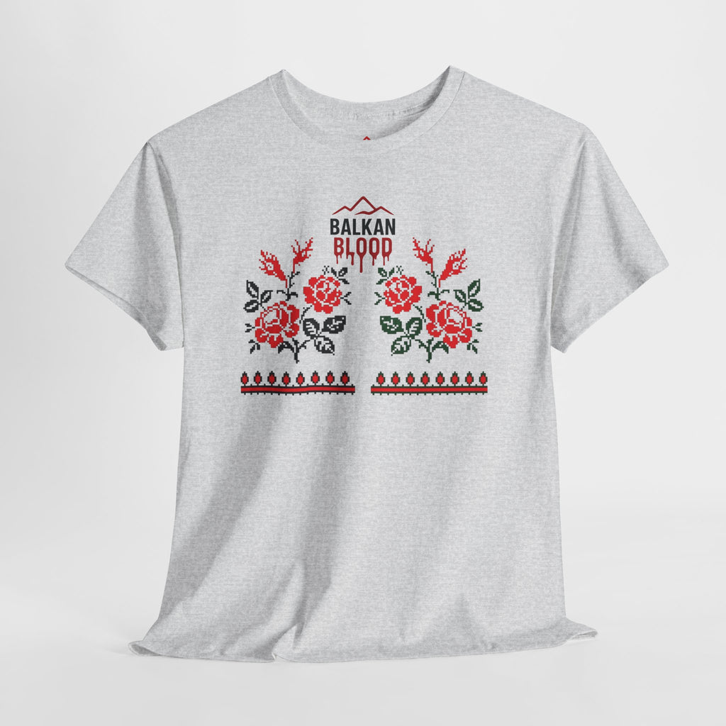 Bulgaria Balkan Blood Unisex Heavy Cotton Tee, Vintage Floral Graphic Shirt