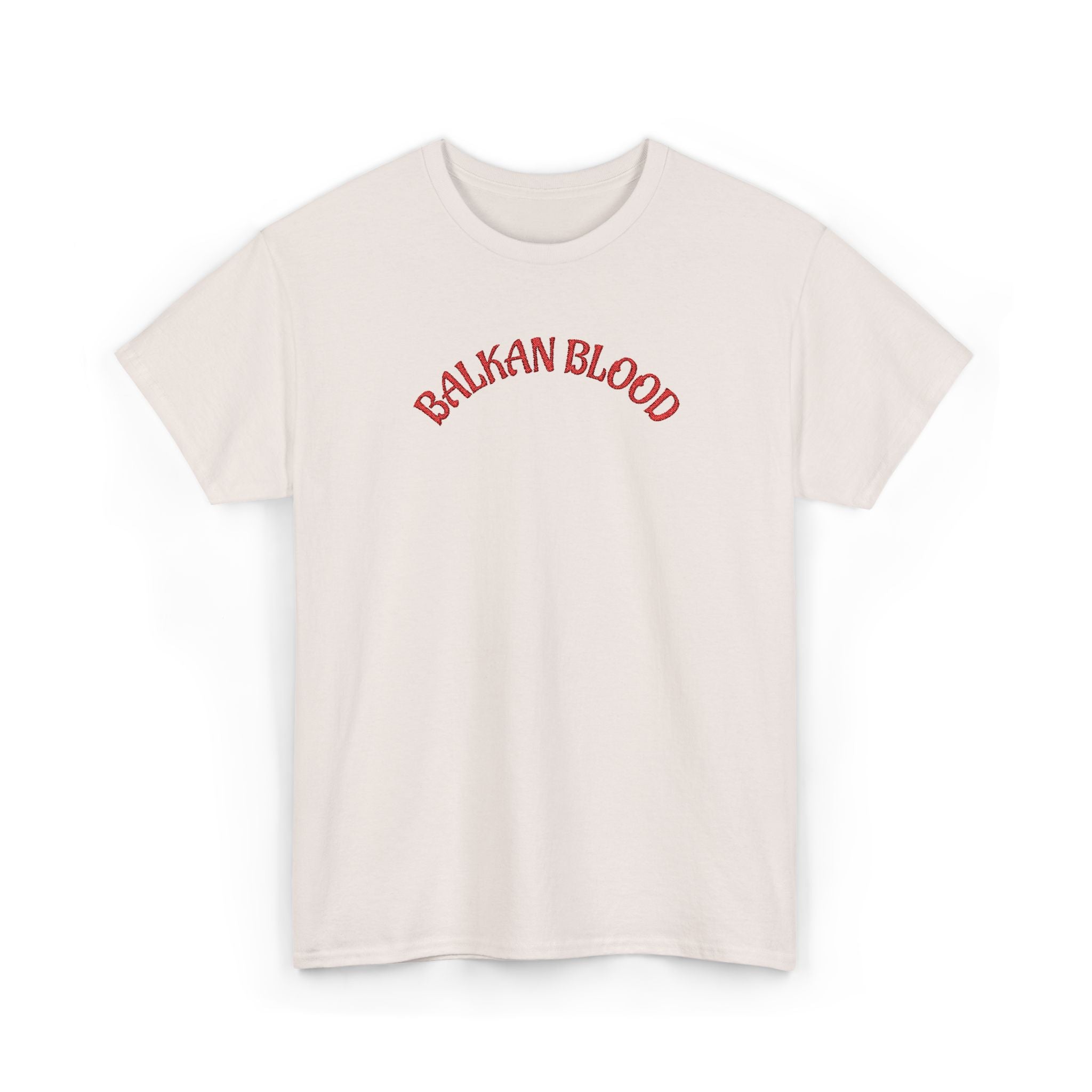Embroidery Balkan Blood T‑Shirt — Red Arch Logo