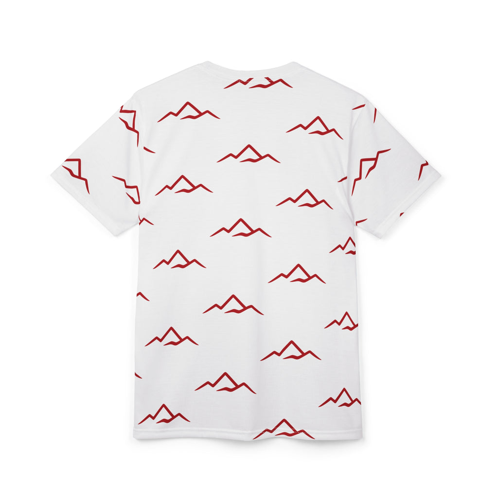 T‑Shirt — "Balkan Blood" Red Mountain Pattern All‑Over Print