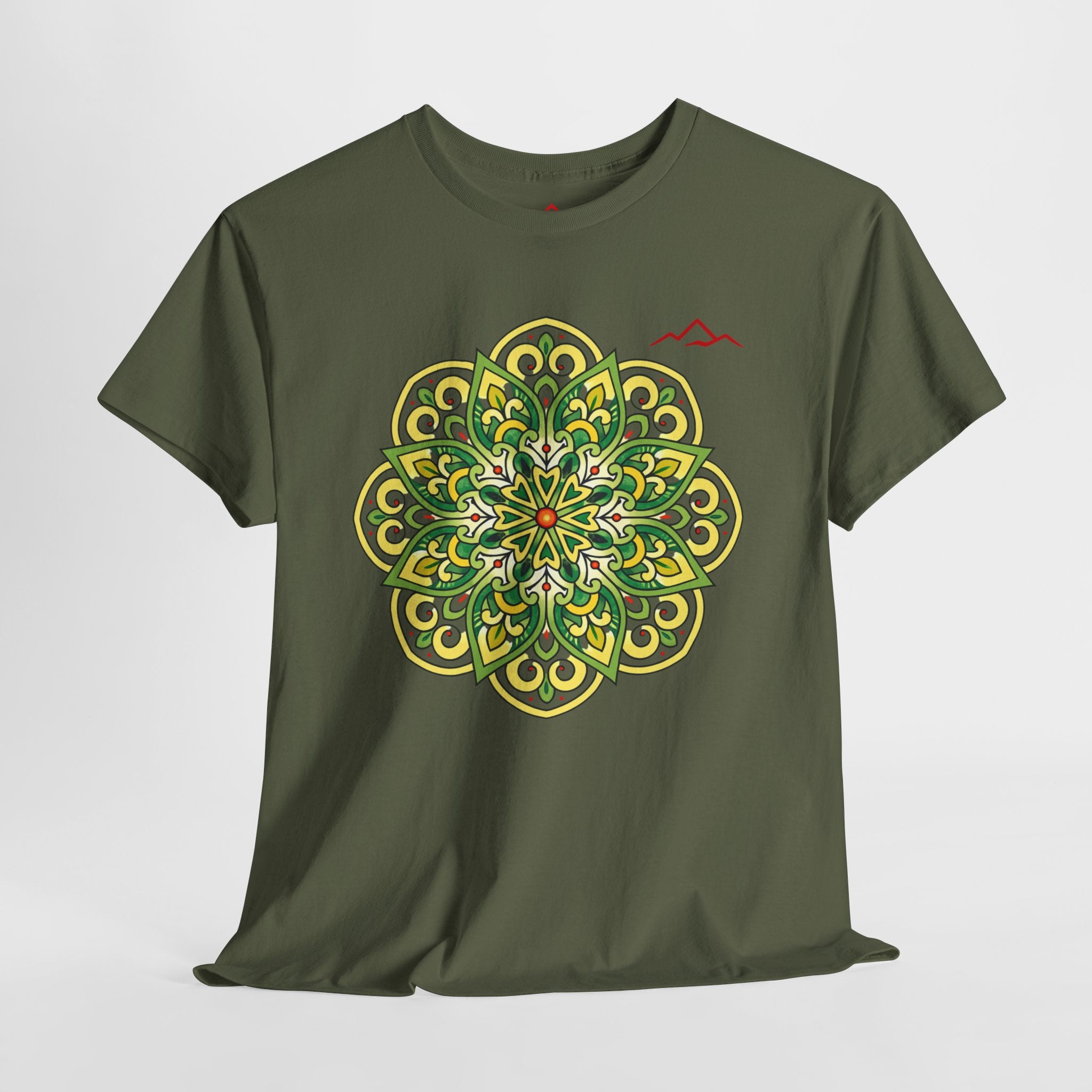 Balkan Blood Graphic Tee — Green Mandala Front & Drip Logo Back