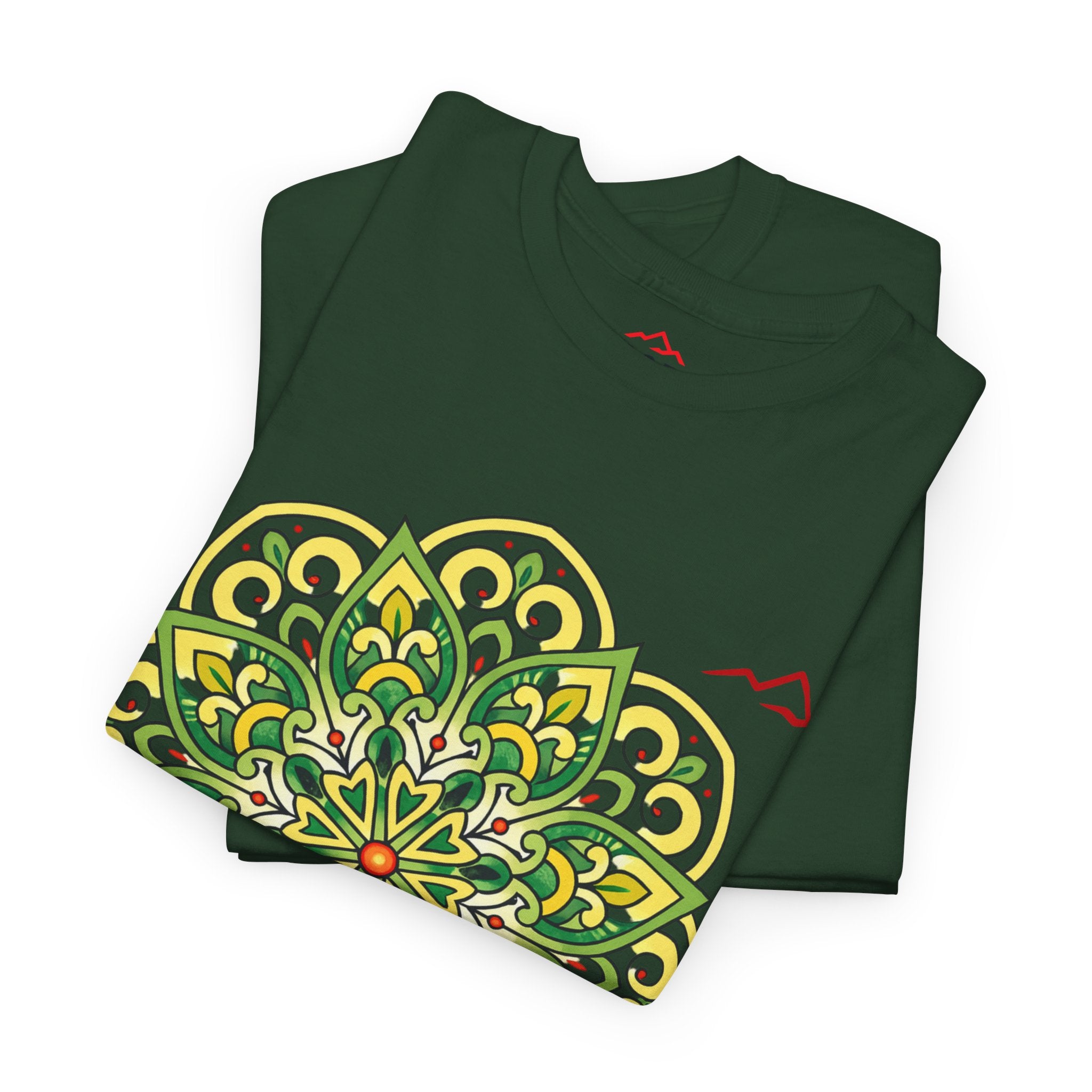 Balkan Blood Graphic Tee — Green Mandala Front & Drip Logo Back