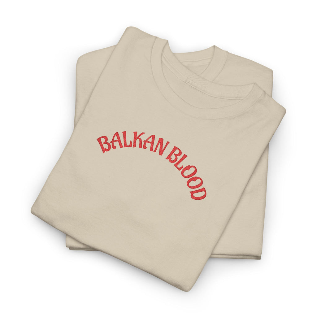 Embroidery Balkan Blood T‑Shirt — Red Arch Logo