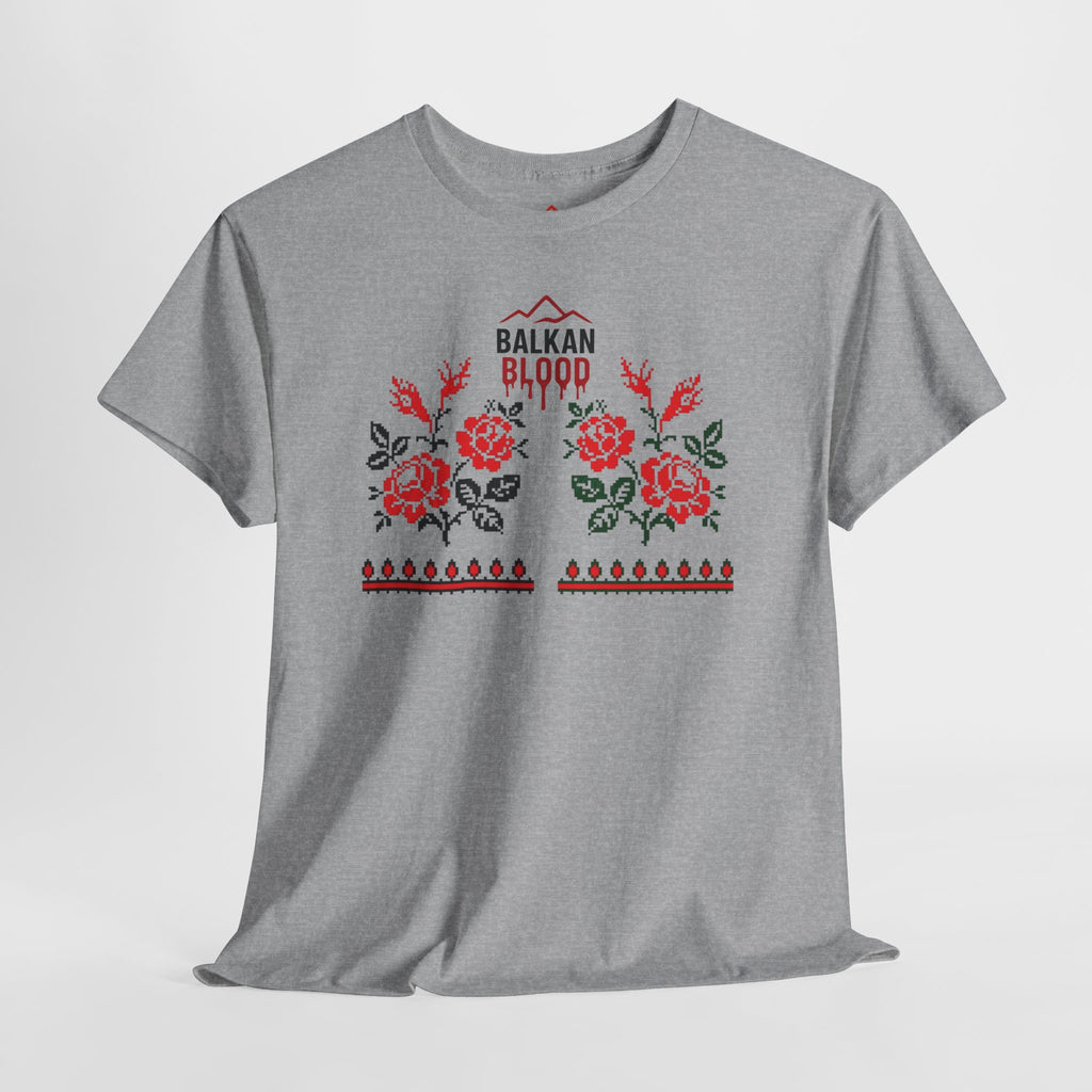 Bulgaria Balkan Blood Unisex Heavy Cotton Tee, Vintage Floral Graphic Shirt