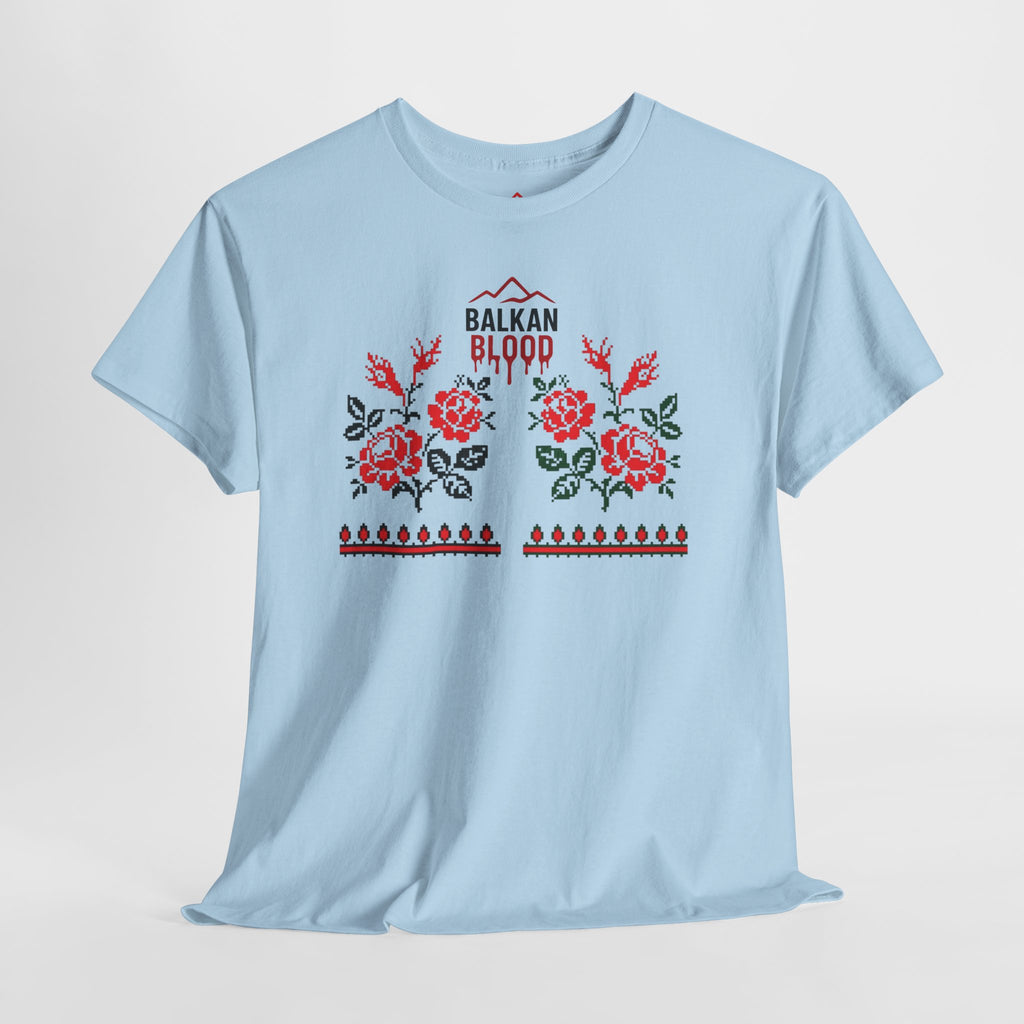 Bulgaria Balkan Blood Unisex Heavy Cotton Tee, Vintage Floral Graphic Shirt
