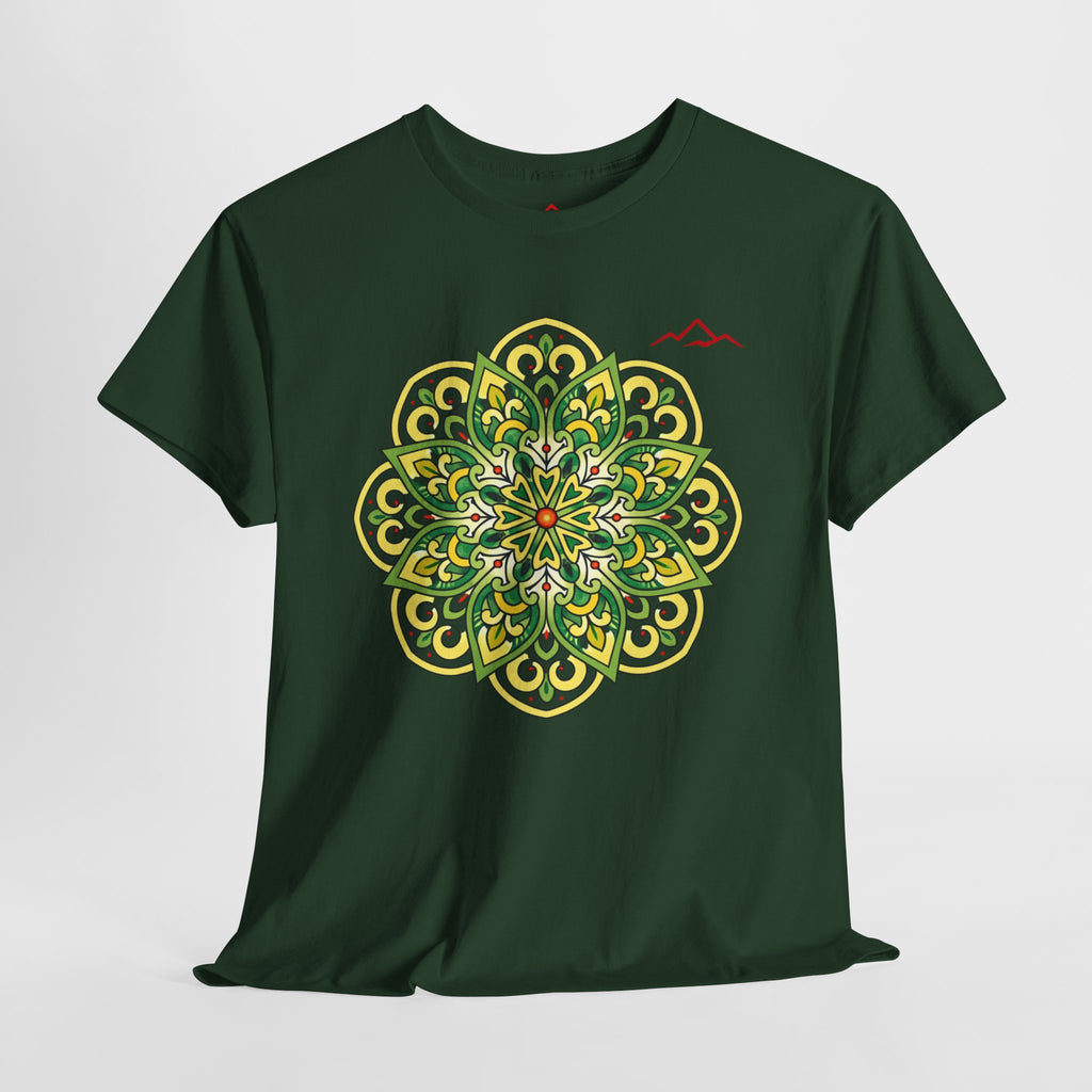 Balkan Blood Graphic Tee — Green Mandala Front & Drip Logo Back