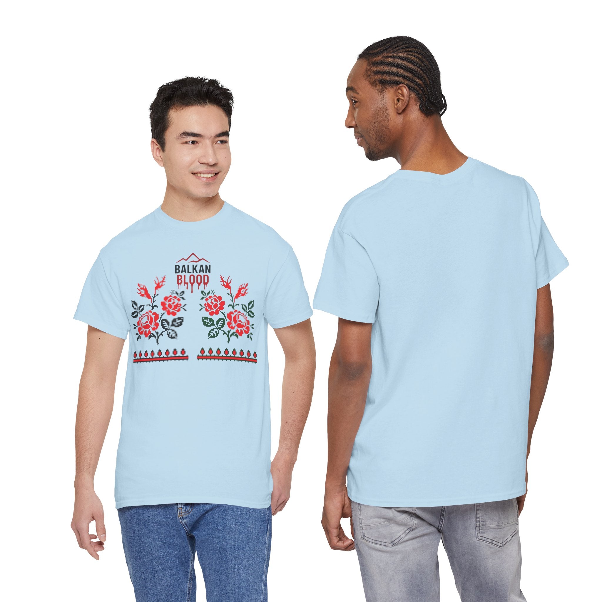Bulgaria Balkan Blood Unisex Heavy Cotton Tee, Vintage Floral Graphic Shirt