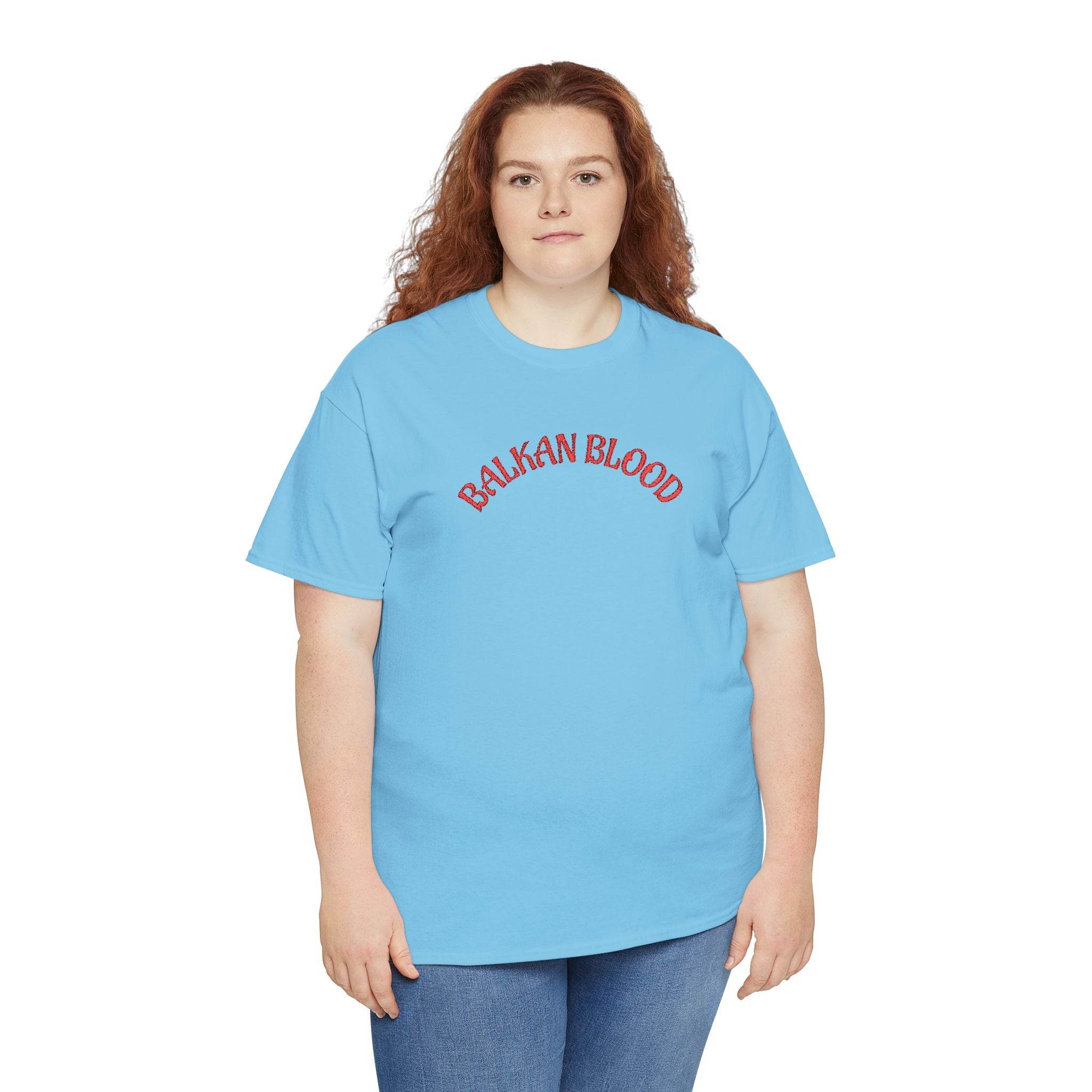 Embroidery Balkan Blood T‑Shirt — Red Arch Logo