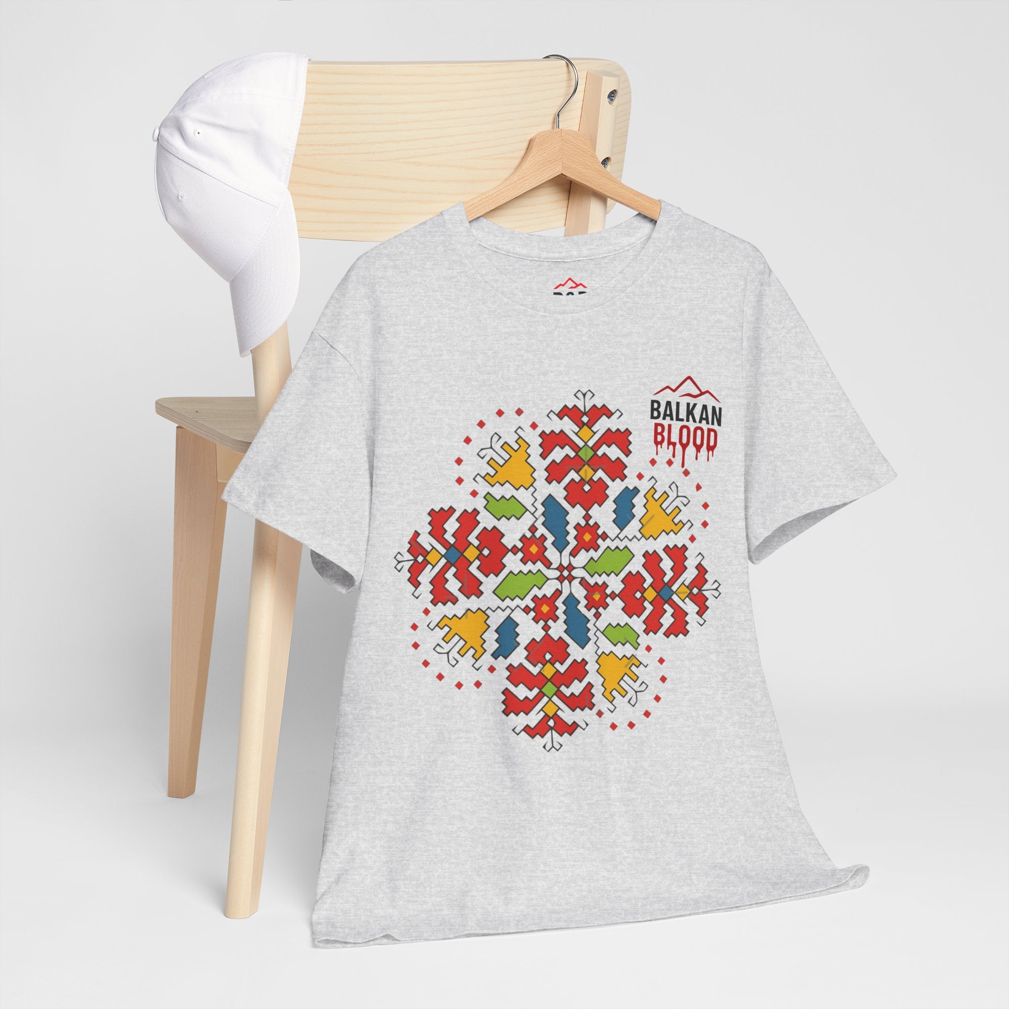 Balkan Blood Unisex Heavy Cotton Tee, Balkan Emrodery