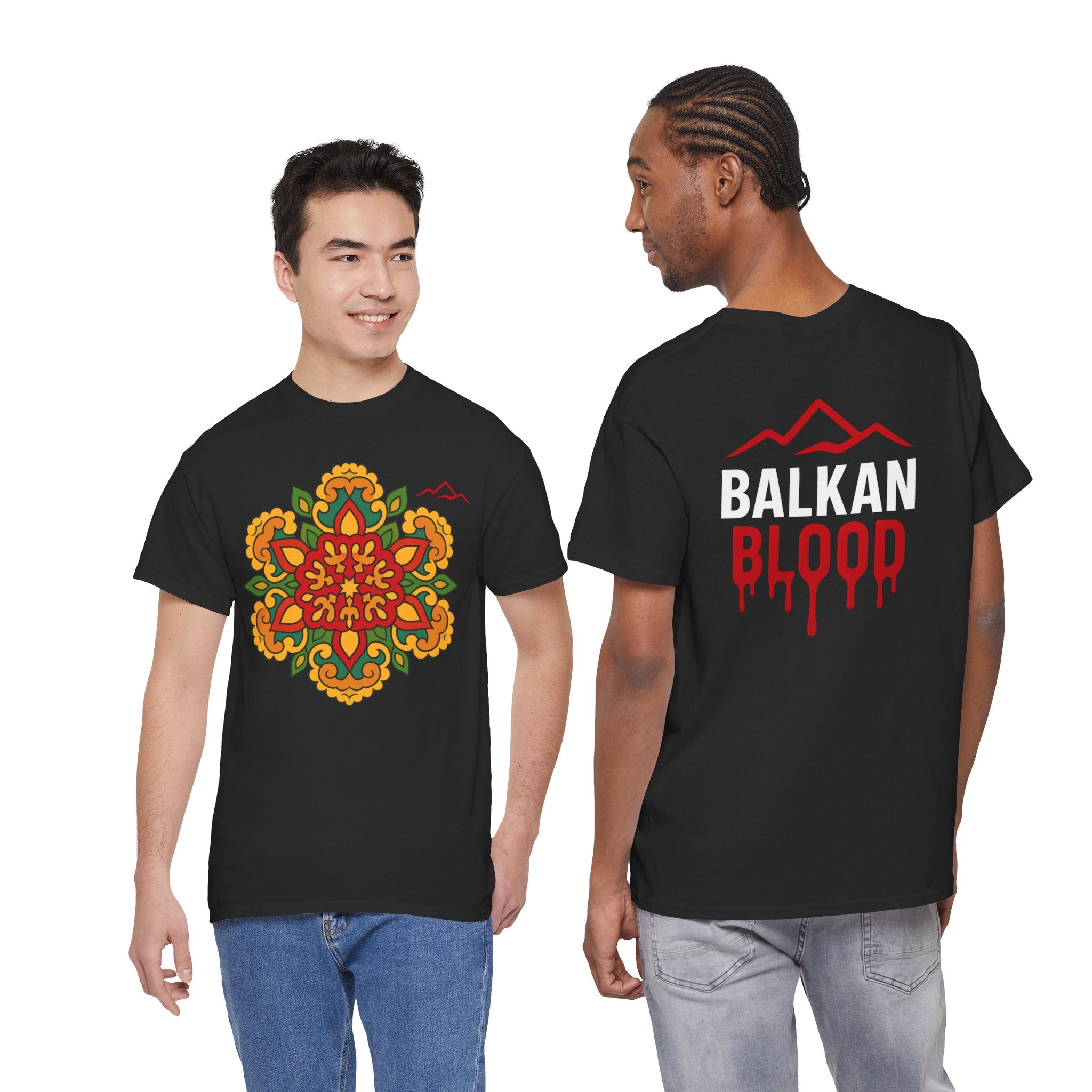 Balkan Blood T‑Shirt — Traditional Balkan Floral Medallion