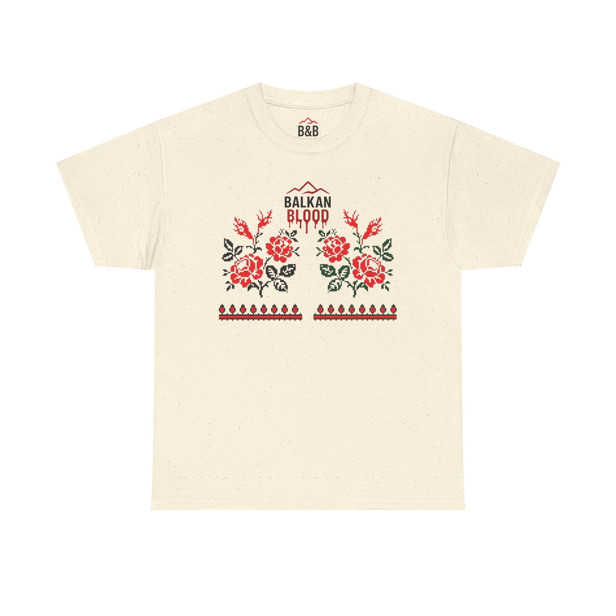 Bulgaria Balkan Blood Unisex Heavy Cotton Tee, Vintage Floral Graphic Shirt