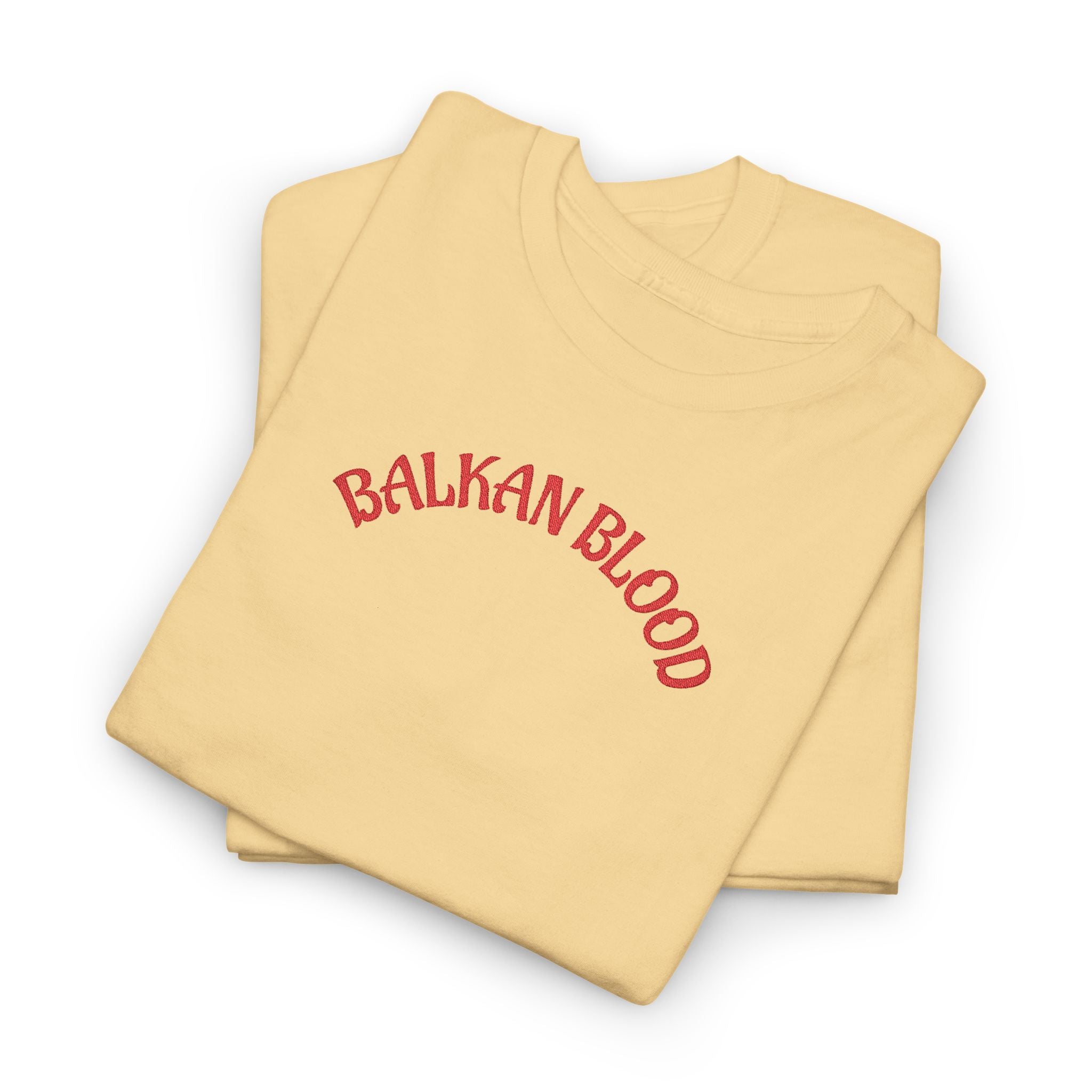 Embroidery Balkan Blood T‑Shirt — Red Arch Logo