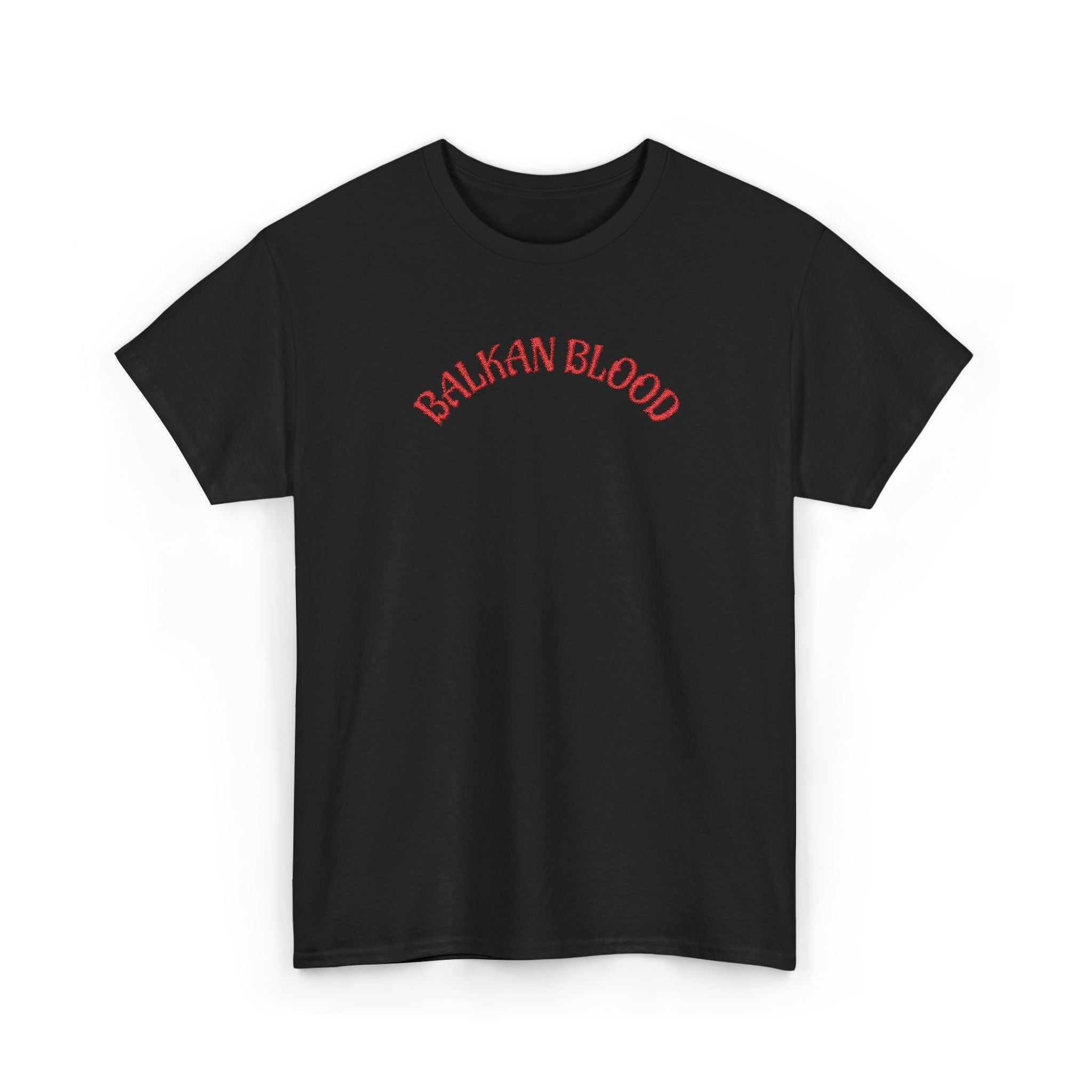 Embroidery Balkan Blood T‑Shirt — Red Arch Logo