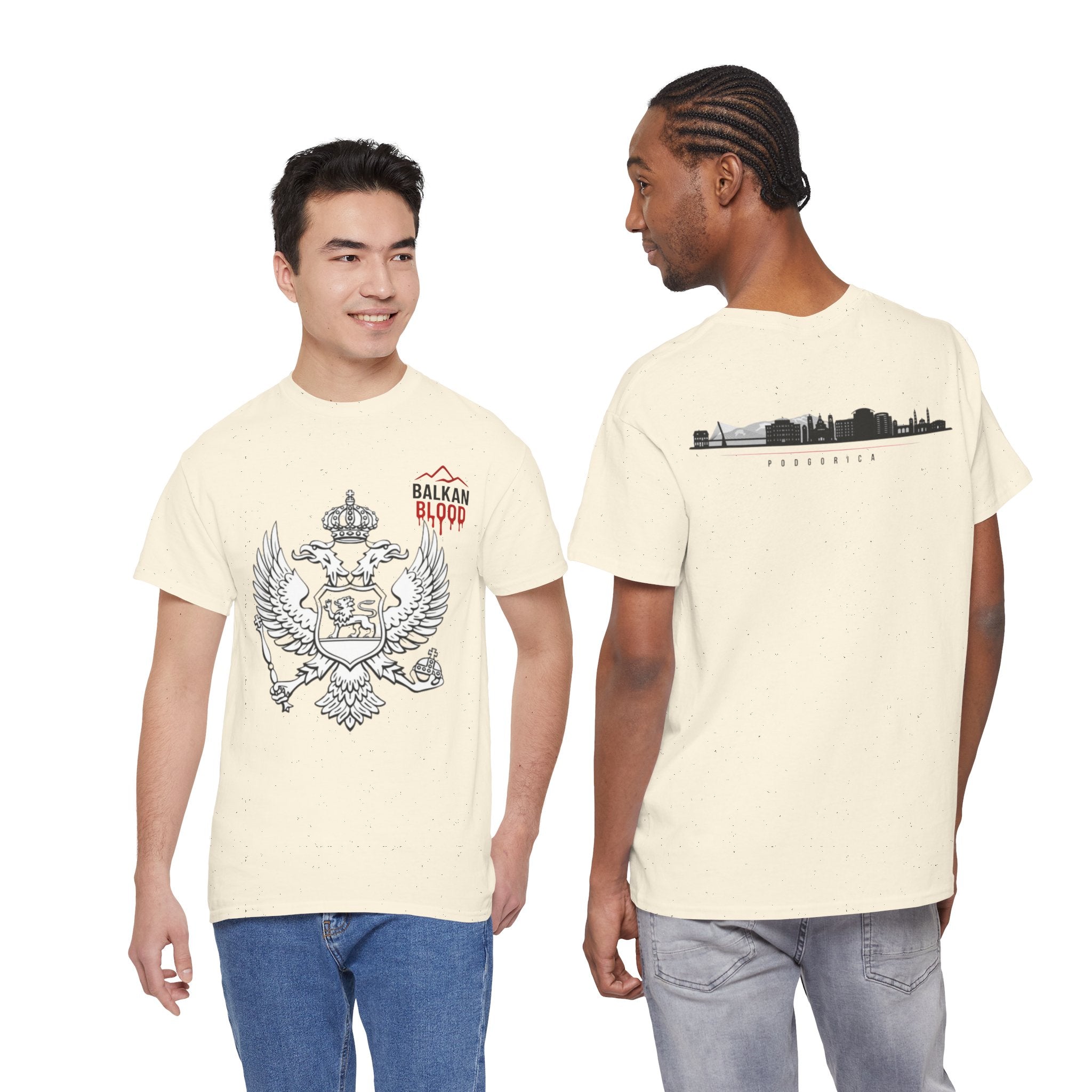 Montenegro/Balkan Blood Unisex Heavy Cotton Tee, Vintage Style Shirt
