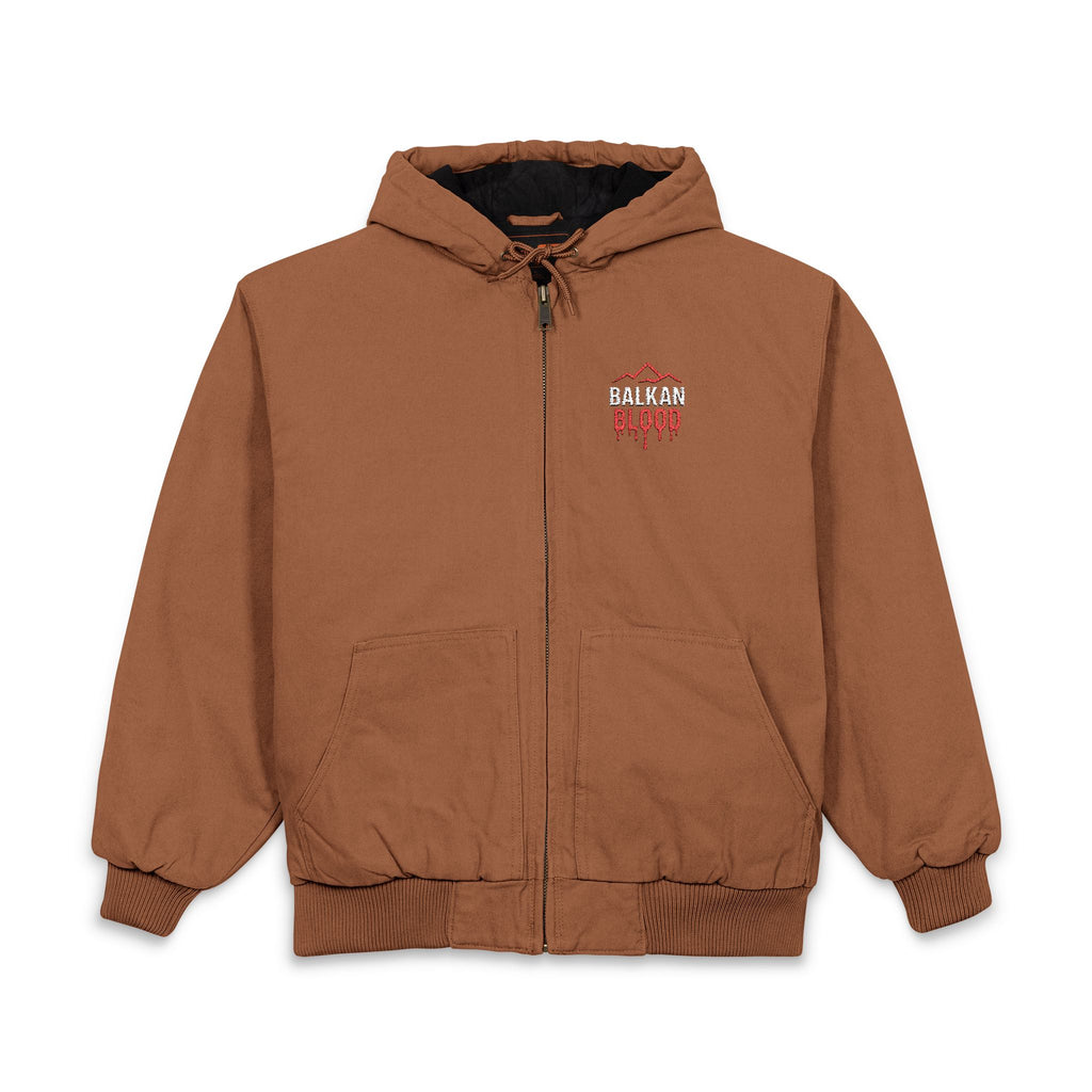 Embroidered 'Honor & Blood' Work Jacket – Heavy Duck Cloth Hooded Jacket