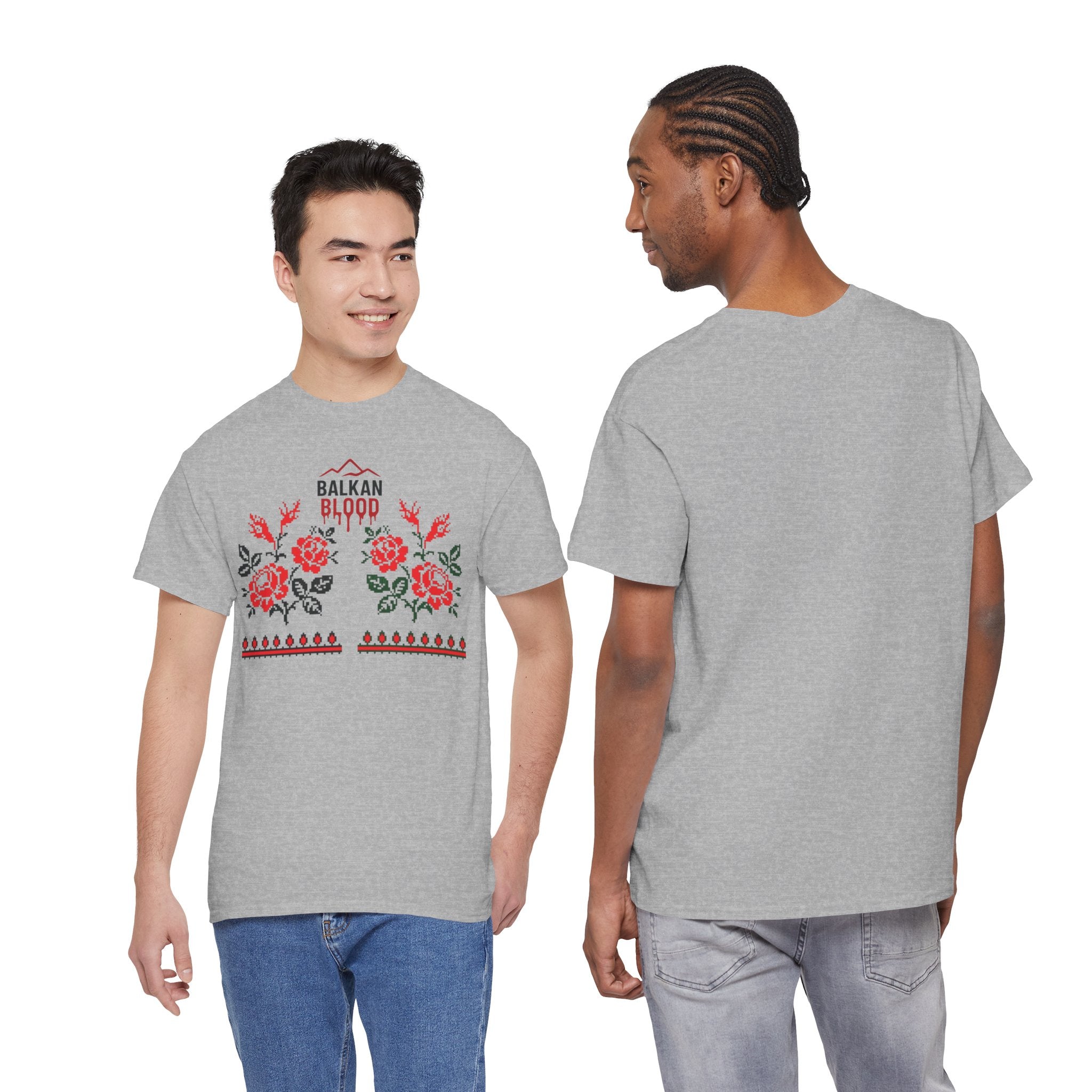 Bulgaria Balkan Blood Unisex Heavy Cotton Tee, Vintage Floral Graphic Shirt