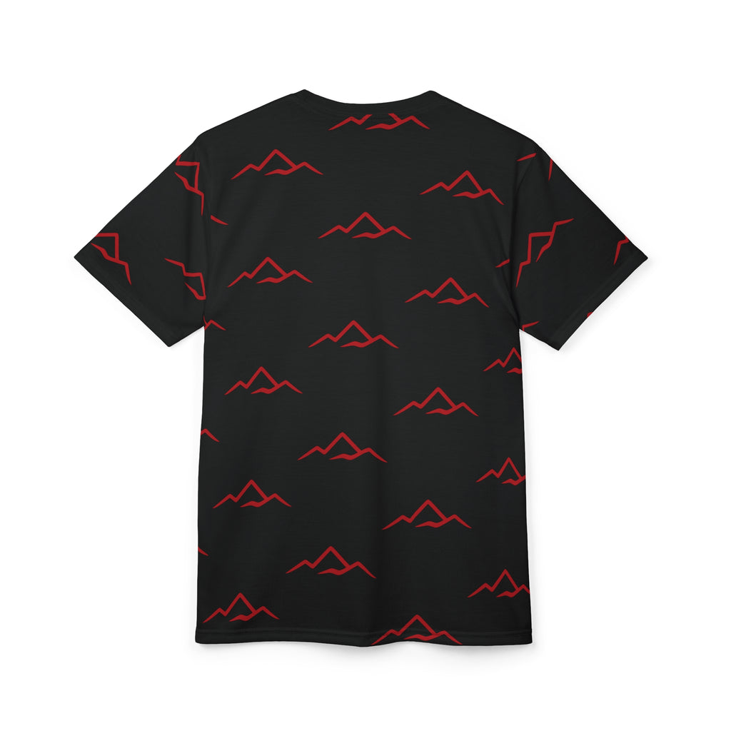 T‑Shirt — "Balkan Blood" Red Mountain Pattern All‑Over Print