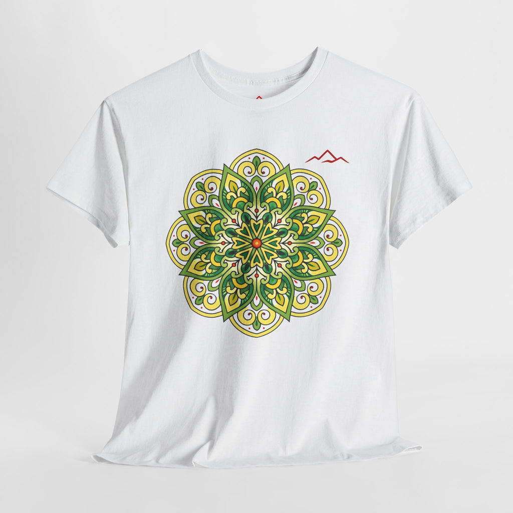 Balkan Blood Graphic Tee — Green Mandala Front & Drip Logo Back
