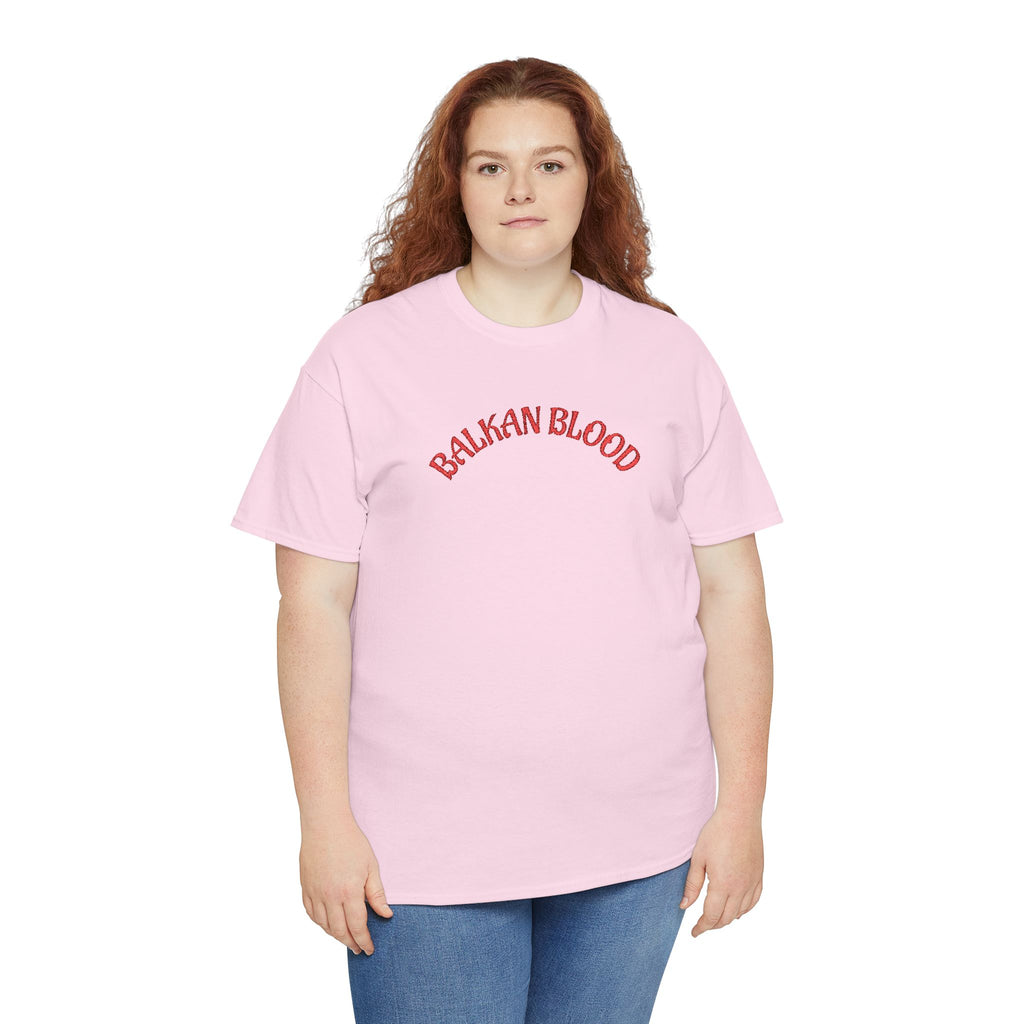 Embroidery Balkan Blood T‑Shirt — Red Arch Logo
