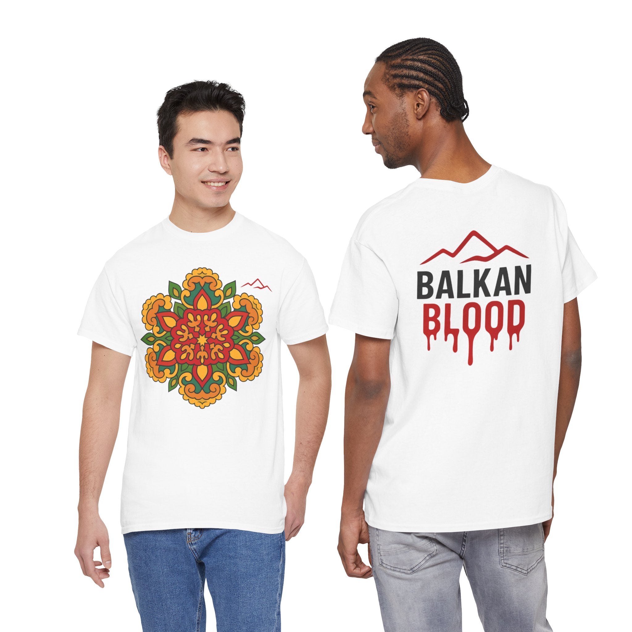 Balkan Blood T‑Shirt — Traditional Balkan Floral Medallion