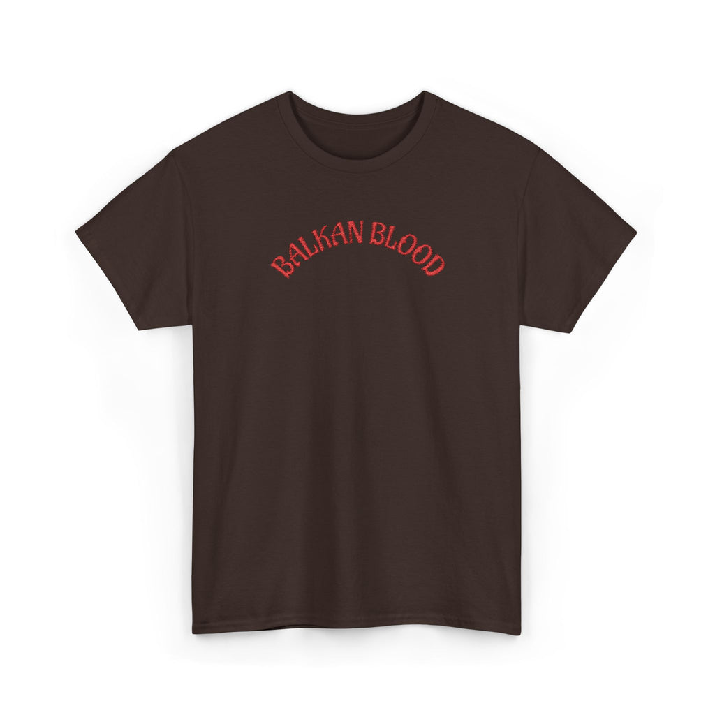 Embroidery Balkan Blood T‑Shirt — Red Arch Logo