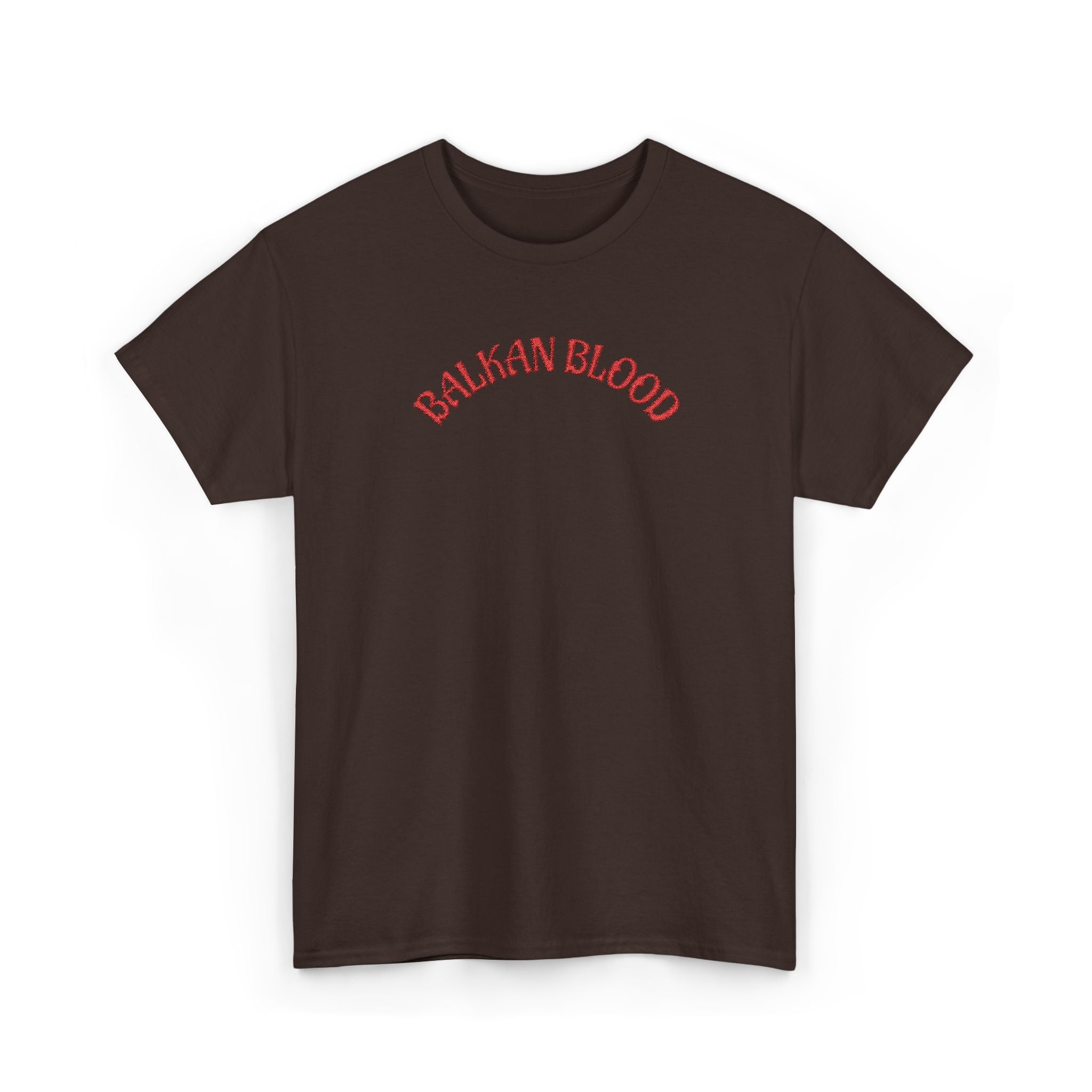 Embroidery Balkan Blood T‑Shirt — Red Arch Logo