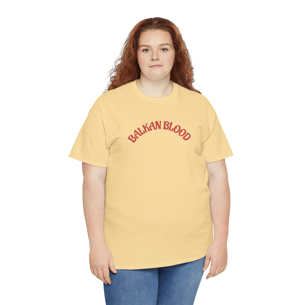 Embroidery Balkan Blood T‑Shirt — Red Arch Logo
