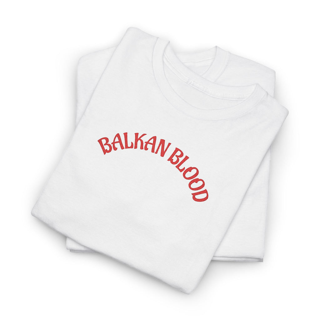 Embroidery Balkan Blood T‑Shirt — Red Arch Logo