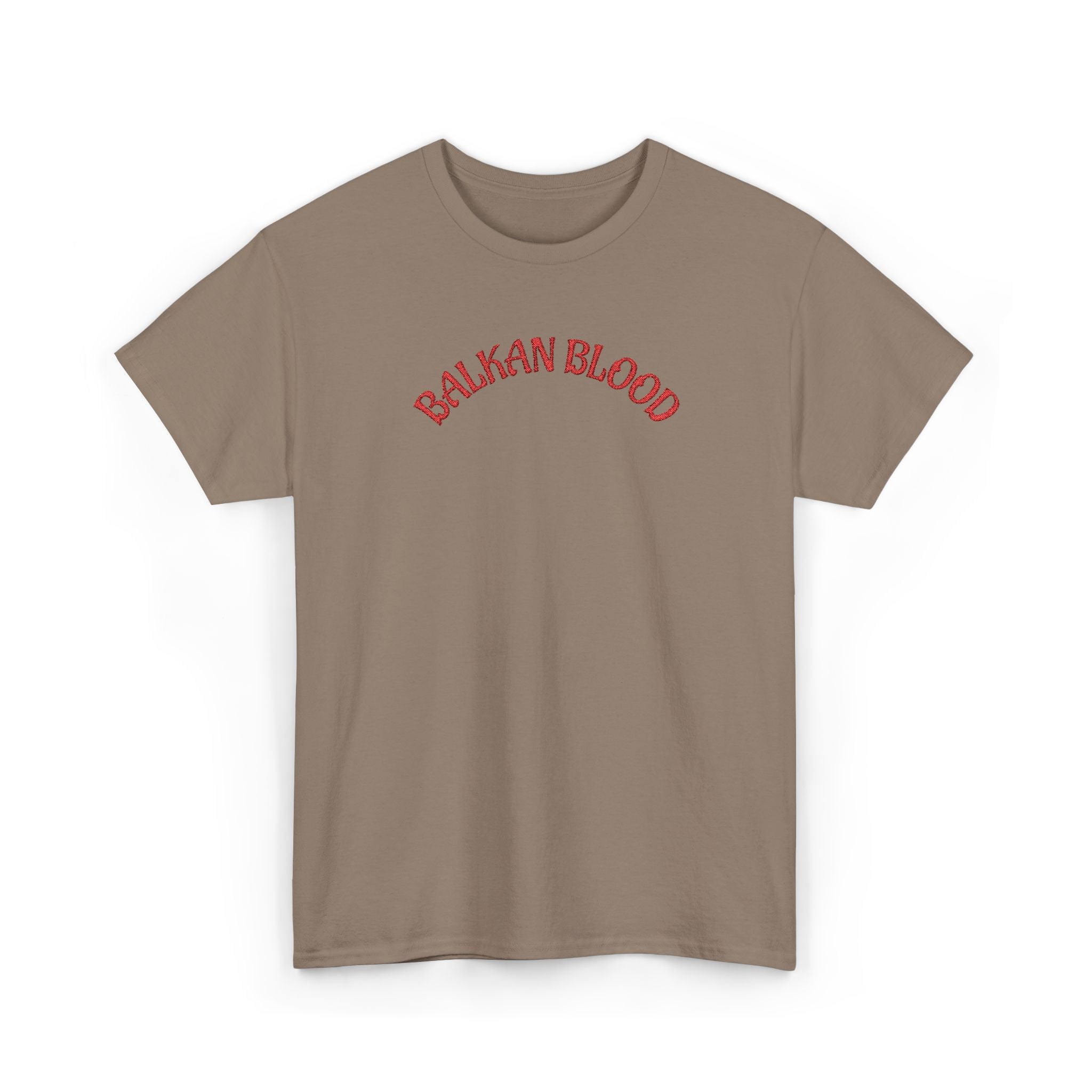 Embroidery Balkan Blood T‑Shirt — Red Arch Logo