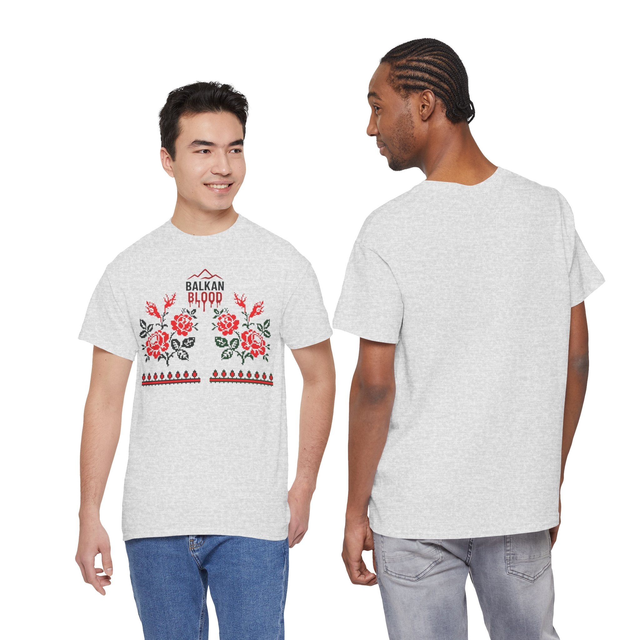 Bulgaria Balkan Blood Unisex Heavy Cotton Tee, Vintage Floral Graphic Shirt
